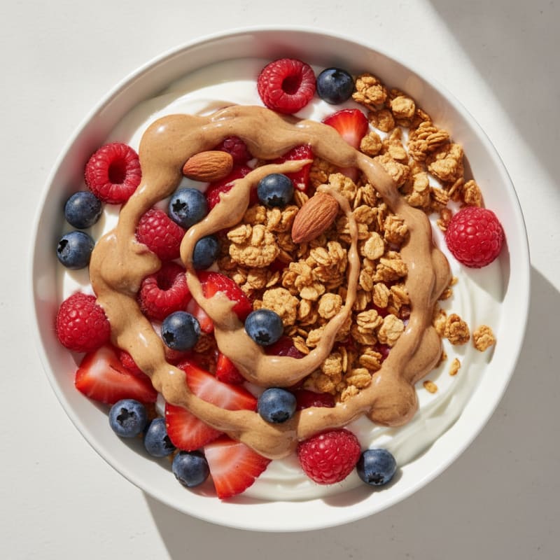 Creamy Greek Yogurt Parfait with Mixed Berries and Almond Butter