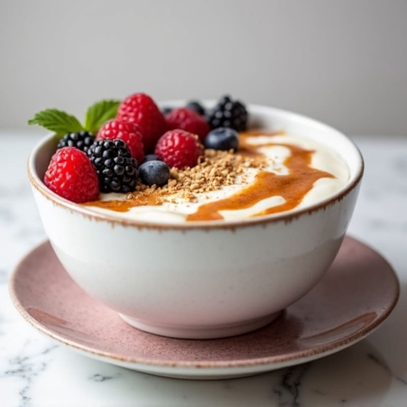 Greek Yogurt Protein Bowl with Mixed Berries and Almond Butter