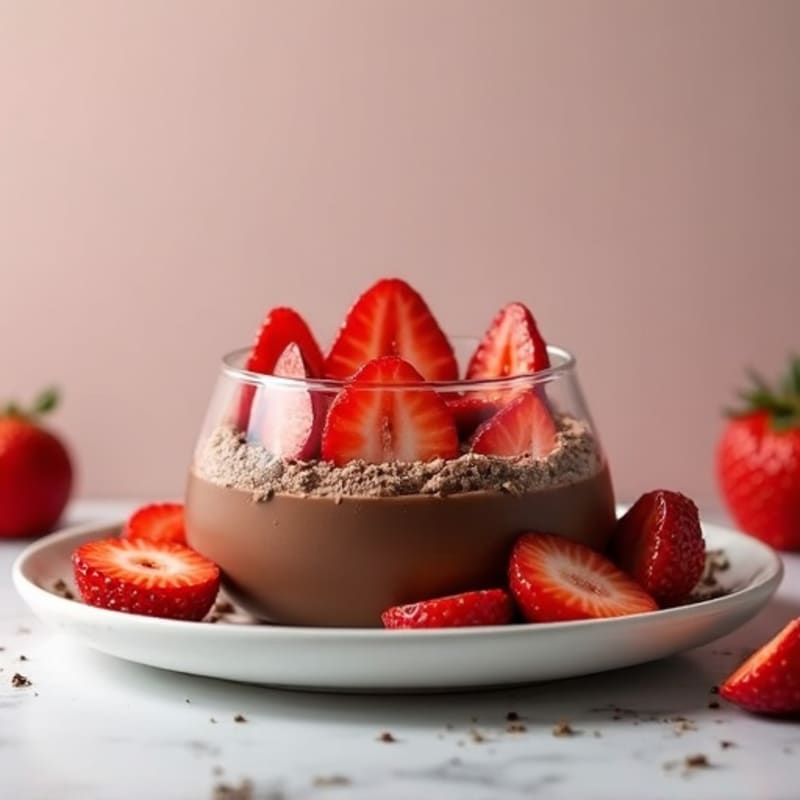 Silky Chocolate Protein Pudding with Fresh Strawberries