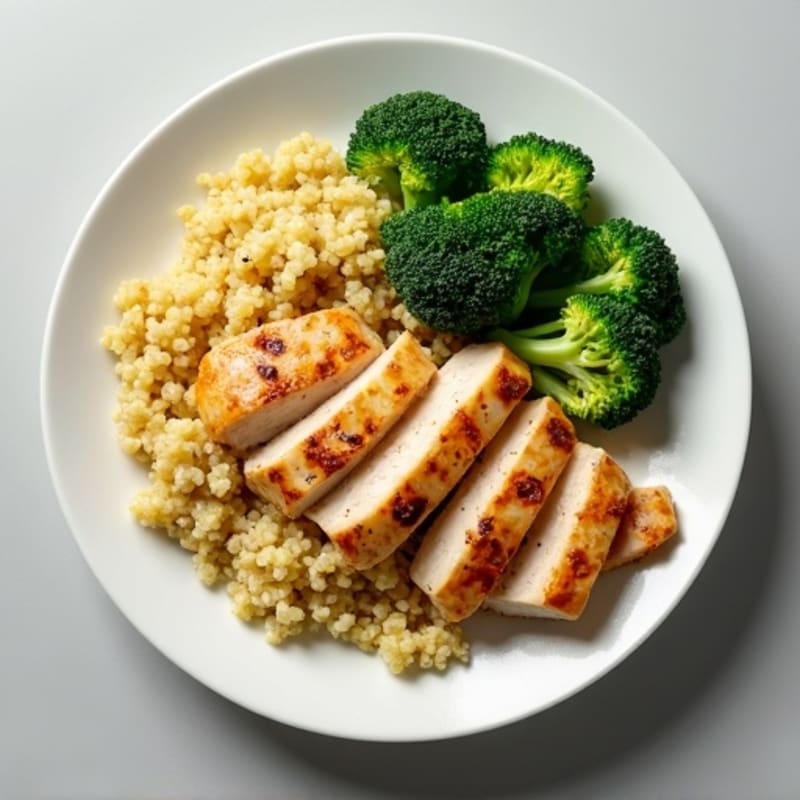 Grilled Chicken Breast with Quinoa and Steamed Broccoli