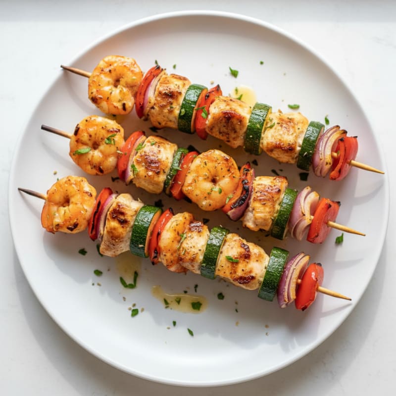 Zesty Grilled Chicken and Shrimp Skewers