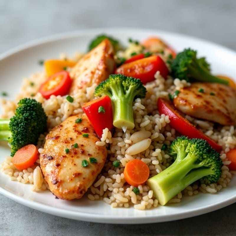 Chicken and Vibrant Vegetable Brown Rice Stir-Fry