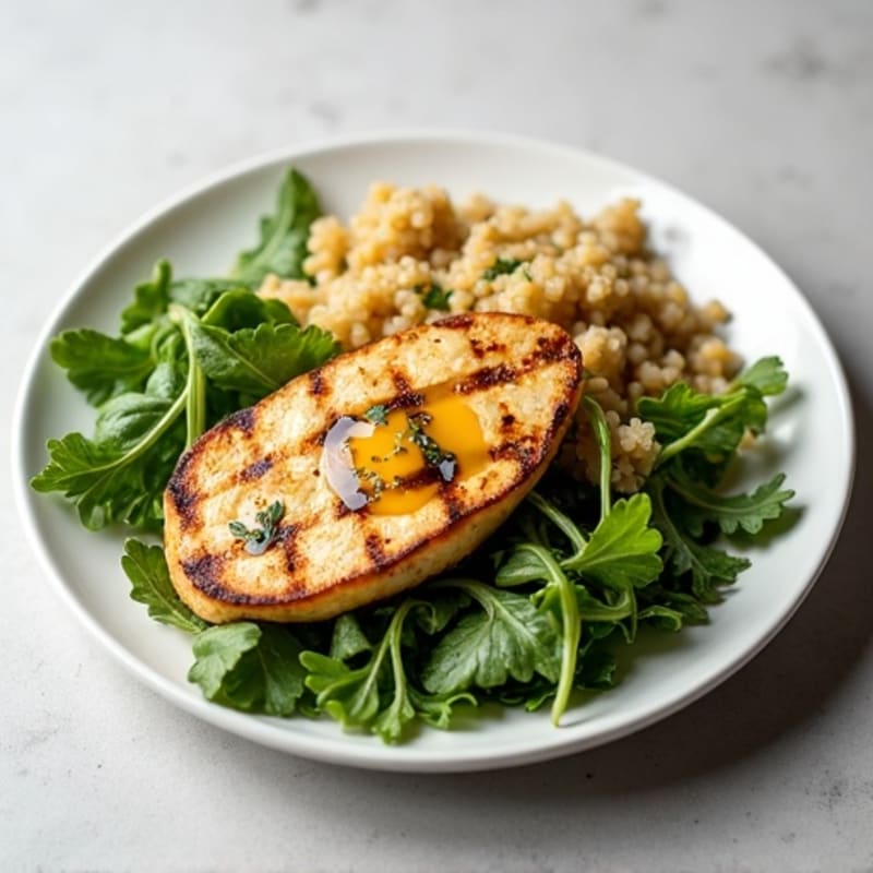 Grilled Chicken Breast with Mixed Greens and Quinoa