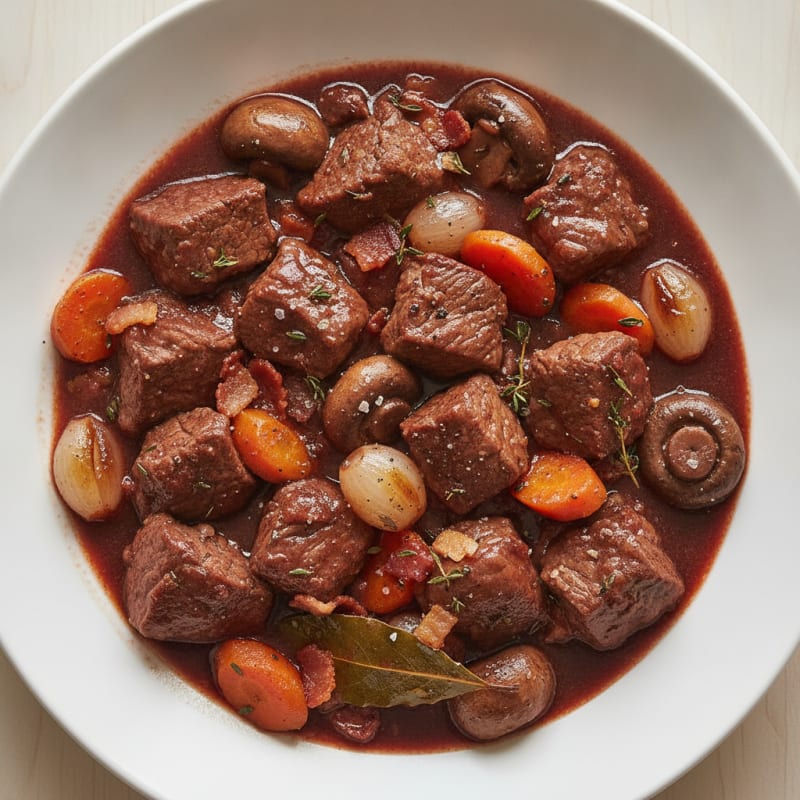 Classic Beef Bourguignon with Pearl Onions