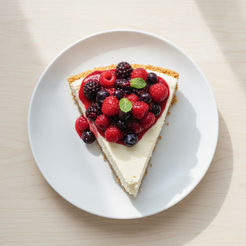 Greek Yogurt Protein Cheesecake with Mixed Berries
