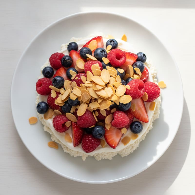 Greek Yogurt Protein Parfait with Mixed Berries and Almonds