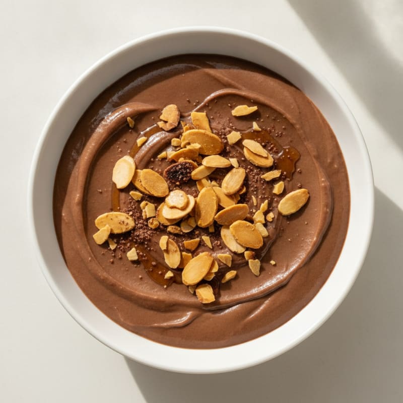 Silky Chocolate Protein Pudding with Almond Crunch