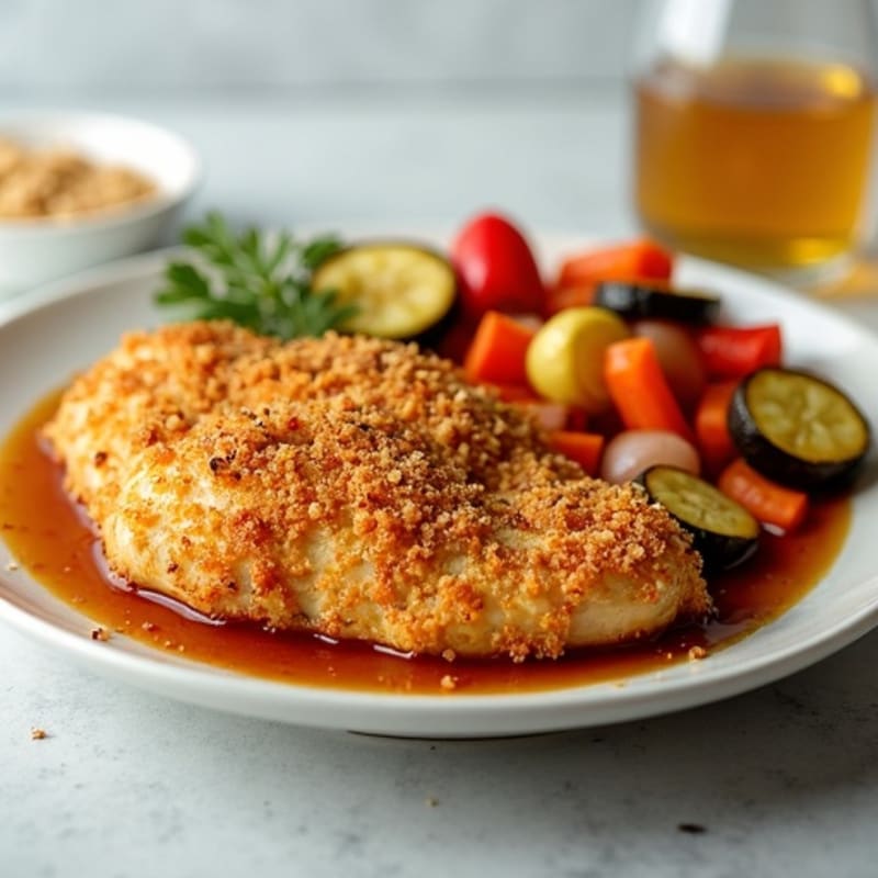 Crispy Baked Sweet and Sour Chicken with Roasted Vegetables