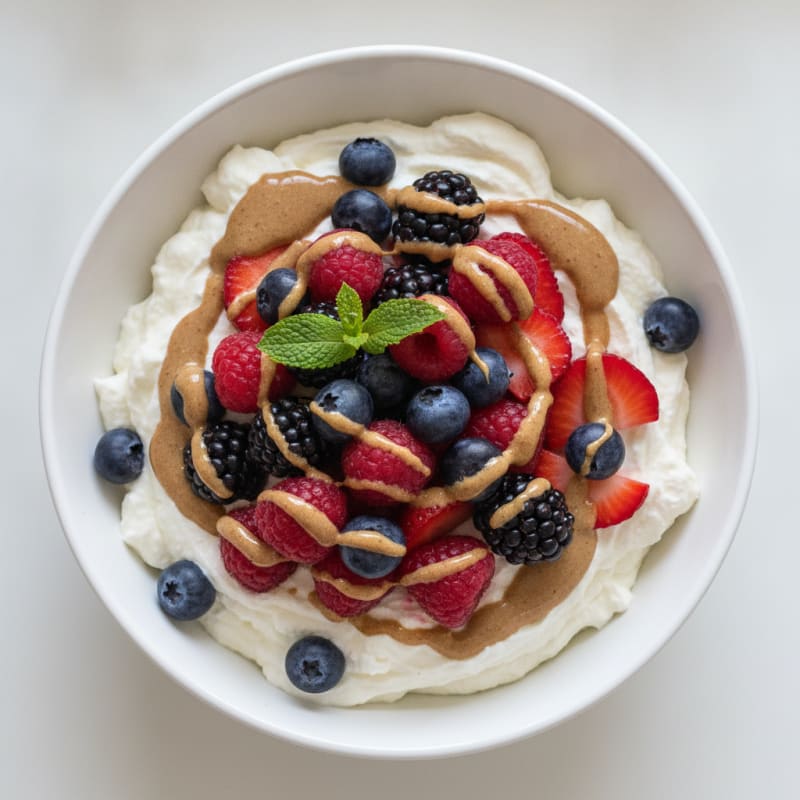Greek Yogurt Protein Mousse with Mixed Berries