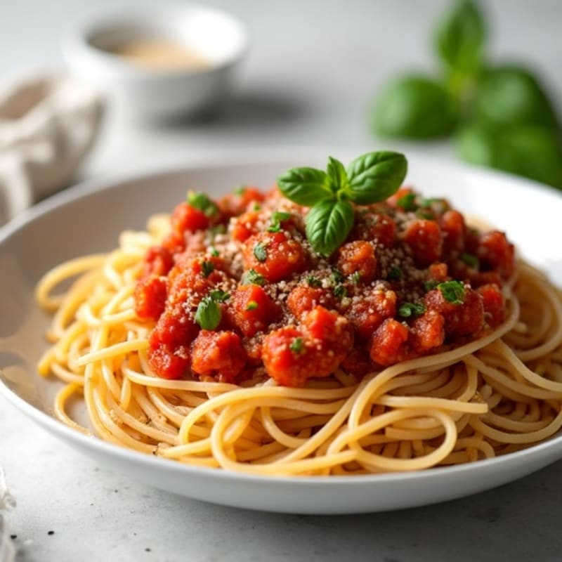 High-Protein Turkey Bolognese with Whole Wheat Spaghetti
