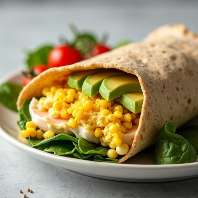 Fresh Scrambled Egg and Creamy Avocado Whole Wheat Wrap