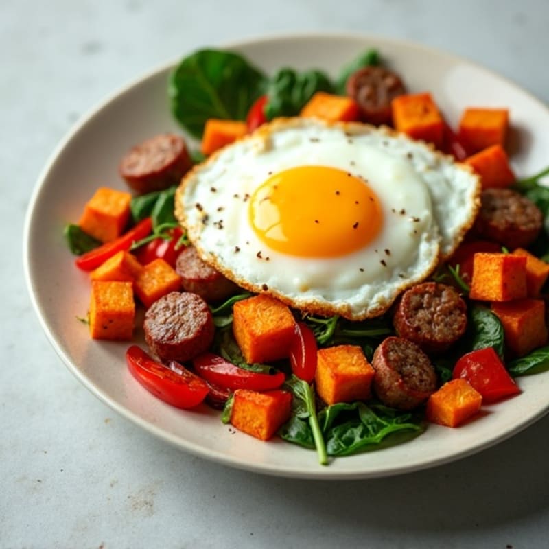 Crispy Sweet Potato and Turkey Sausage Hash
