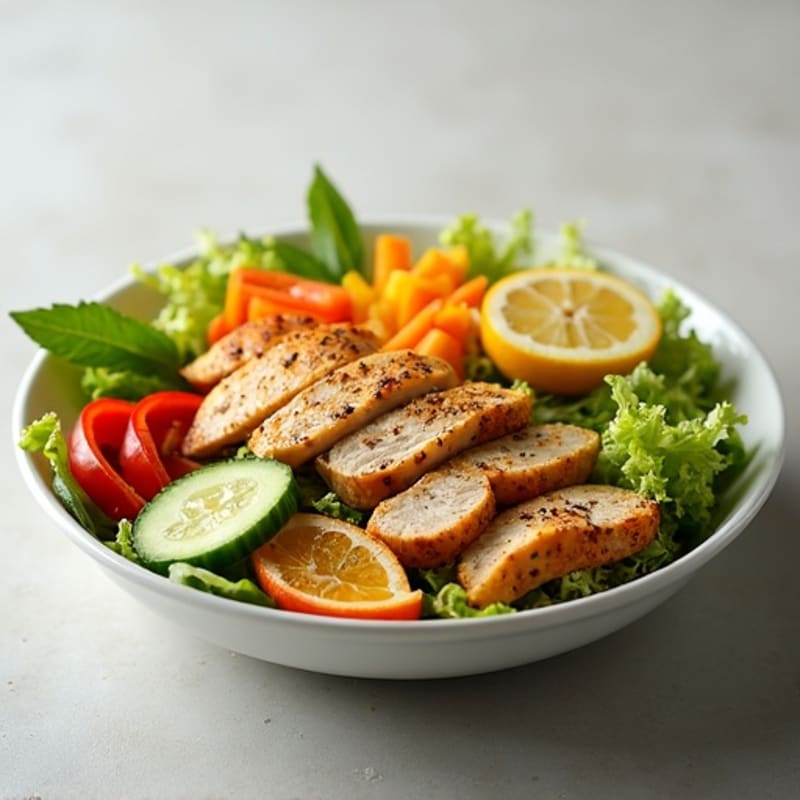 Grilled Chicken Salad with Crunchy Vegetables and Citrus Vinaigrette