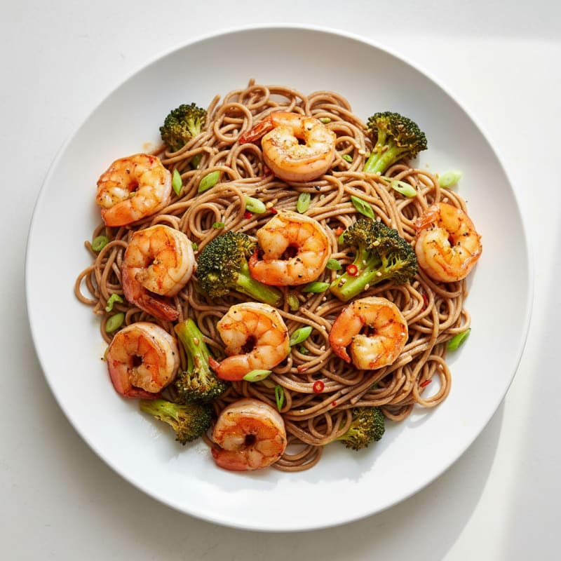 Garlic Noodles with Shrimp and Broccoli