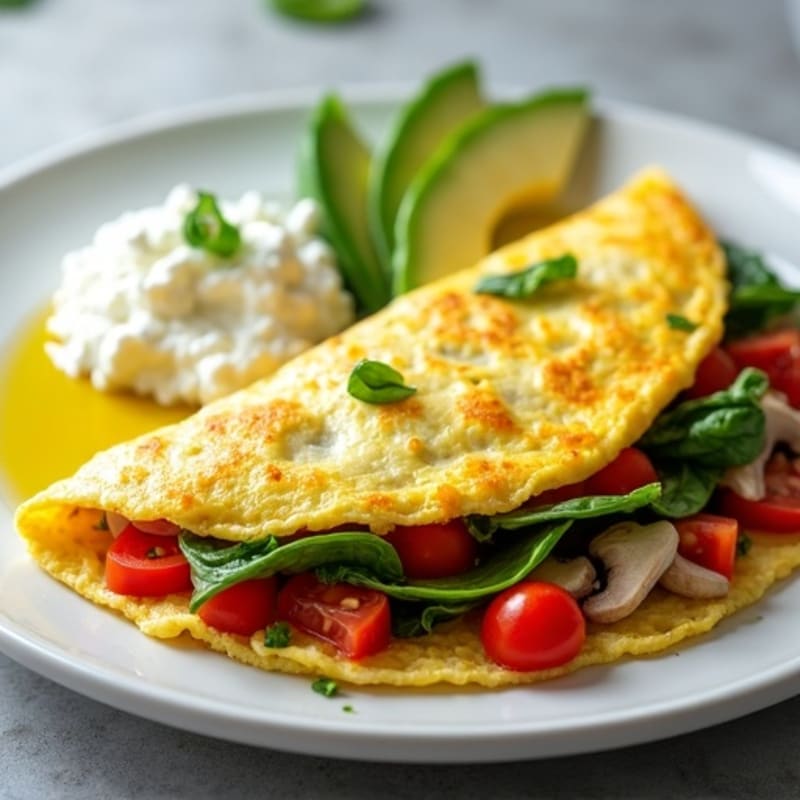 Egg White Spinach Omelette with Cottage Cheese