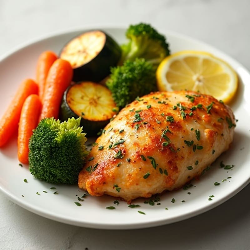 Crispy Lemon Herb Baked Chicken with Roasted Vegetables