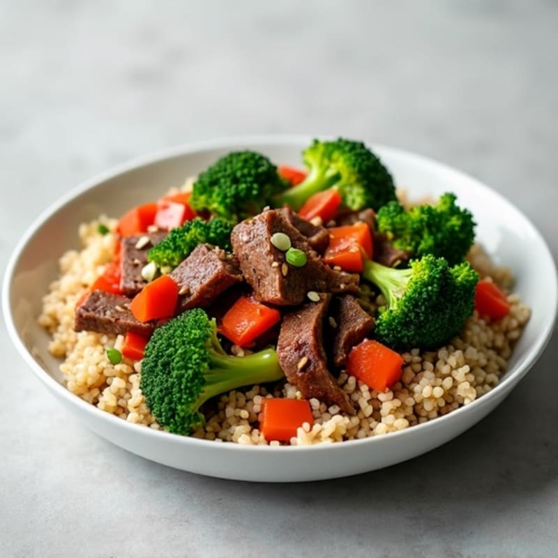 Garlic-Ginger Beef and Crisp Broccoli with Brown Rice
