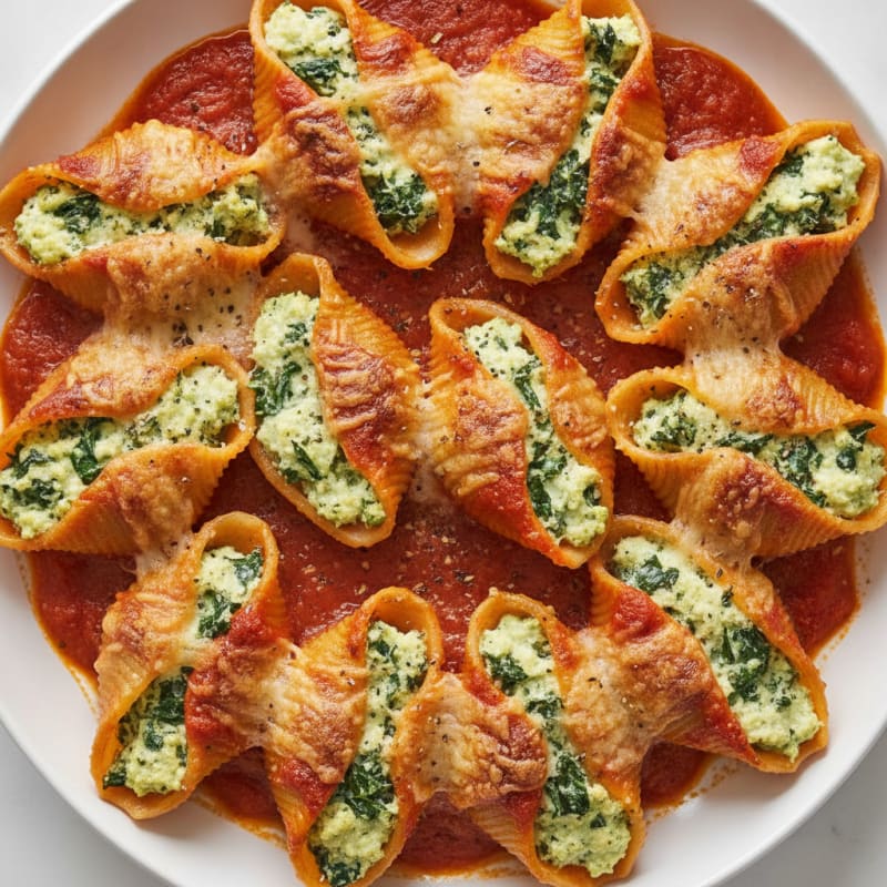 Spinach Ricotta Stuffed Shells with Marinara
