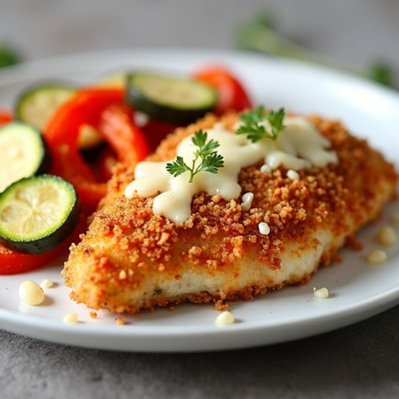 Healthy Crispy Chicken Parmesan with Roasted Vegetables