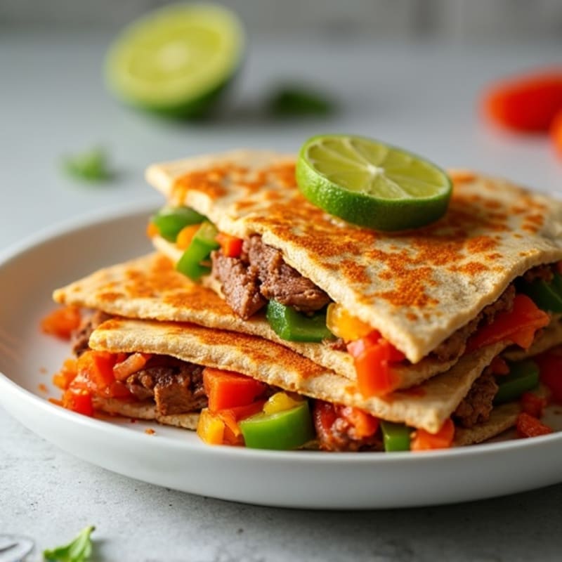 Spicy Lime Steak Quesadilla with Bell Peppers