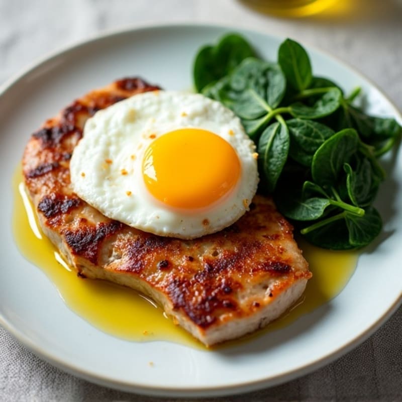 Tender Pork and Fluffy Egg with Steamed Greens