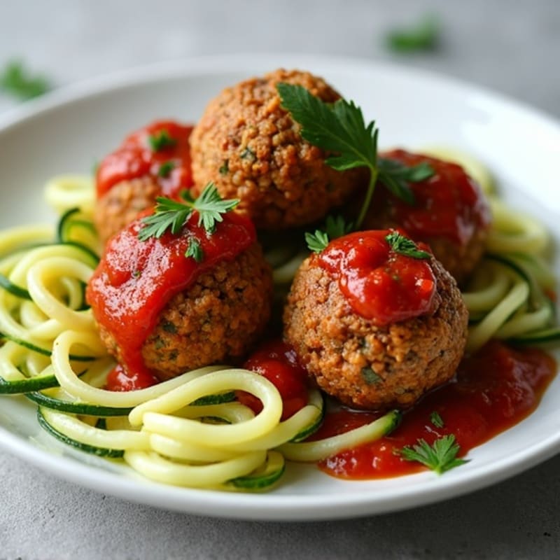 Hearty Lentil Meatballs with Fresh Marinara and Zucchini Noodles