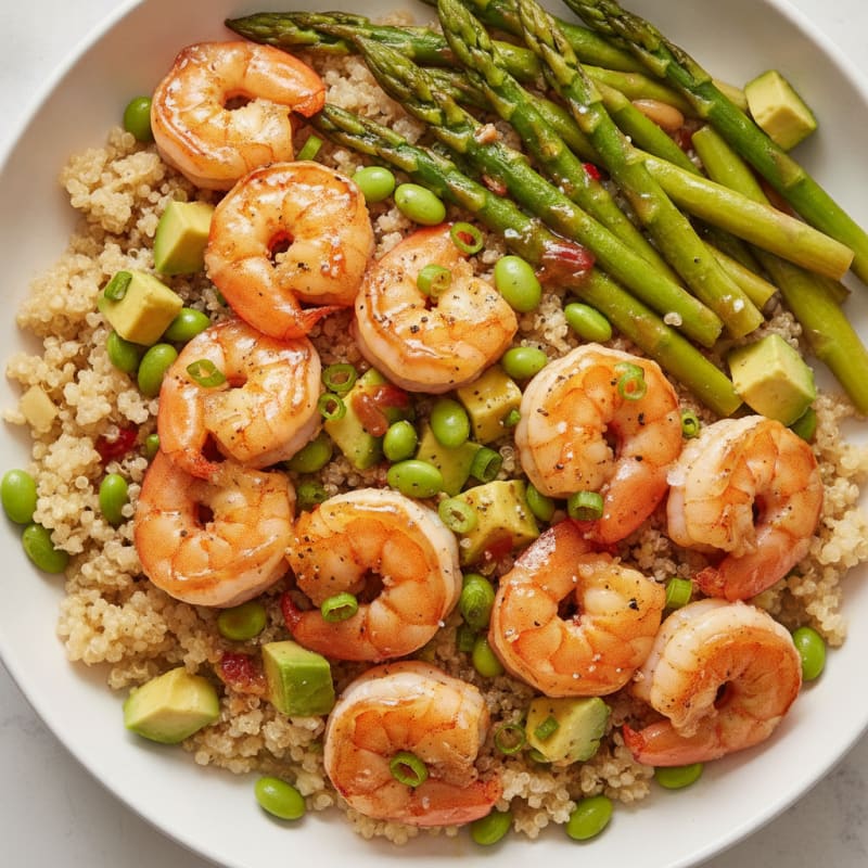 Ginger-Garlic Shrimp with Asparagus and Quinoa