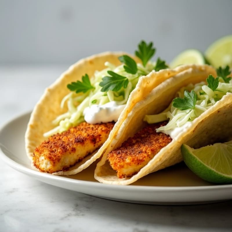 Crispy Baked Fish Tacos with Lime Slaw