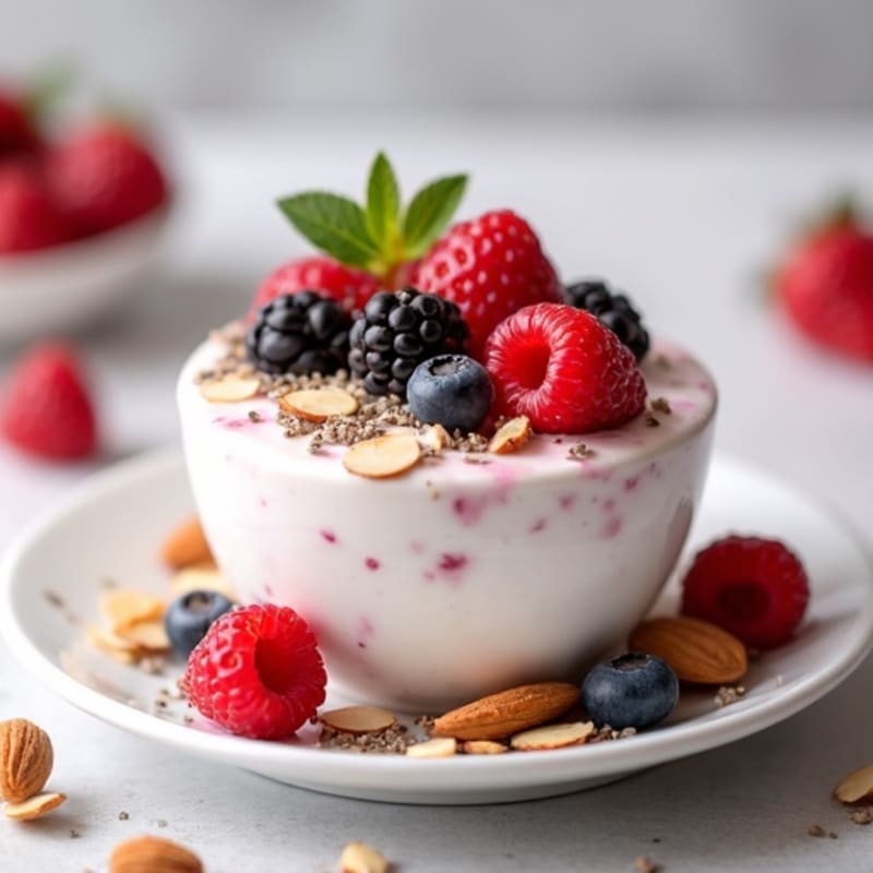 Greek Yogurt Protein Mousse with Mixed Berries