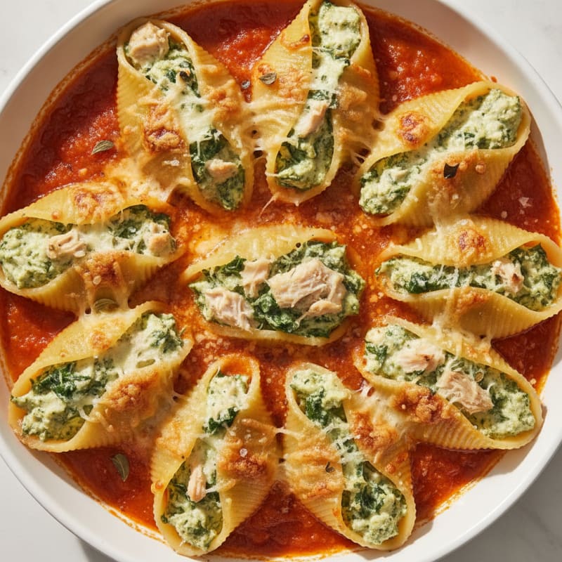 Spinach Ricotta Stuffed Shells with Marinara
