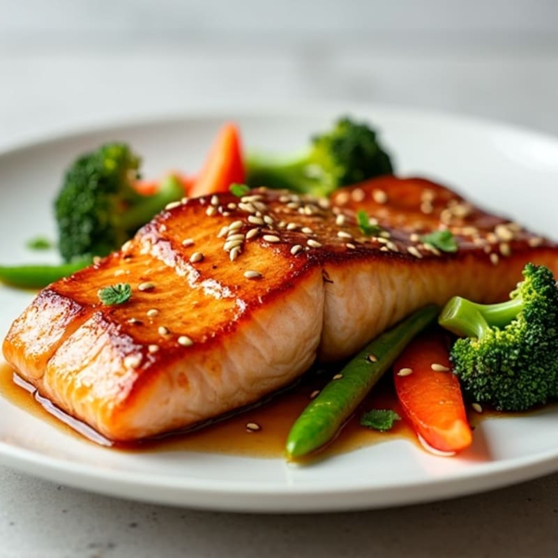 Honey-Ginger Glazed Salmon with Sesame Vegetables
