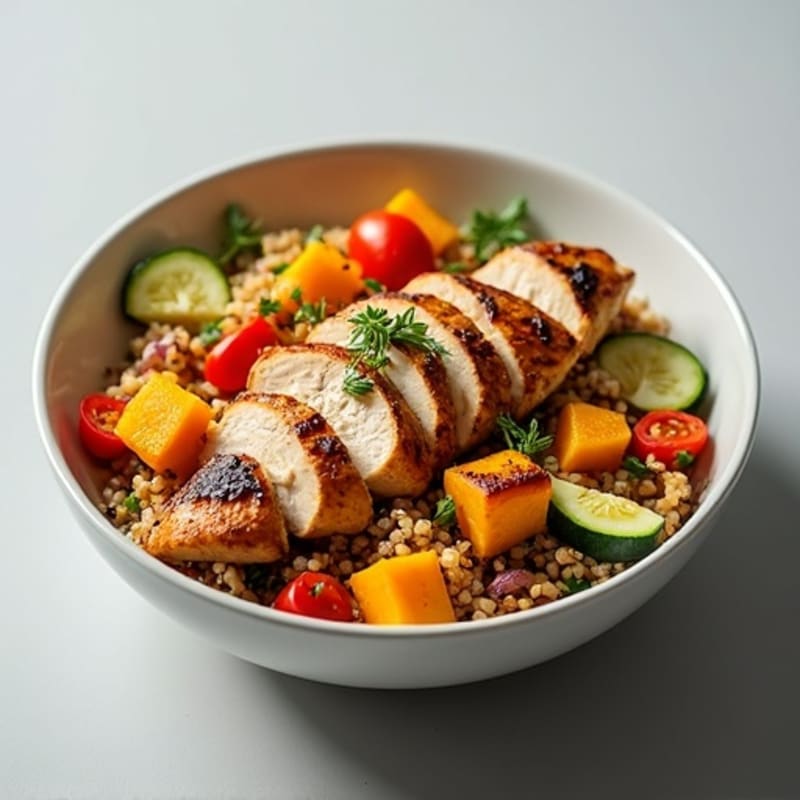 Grilled Chicken and Quinoa Bowl with Roasted Vegetables