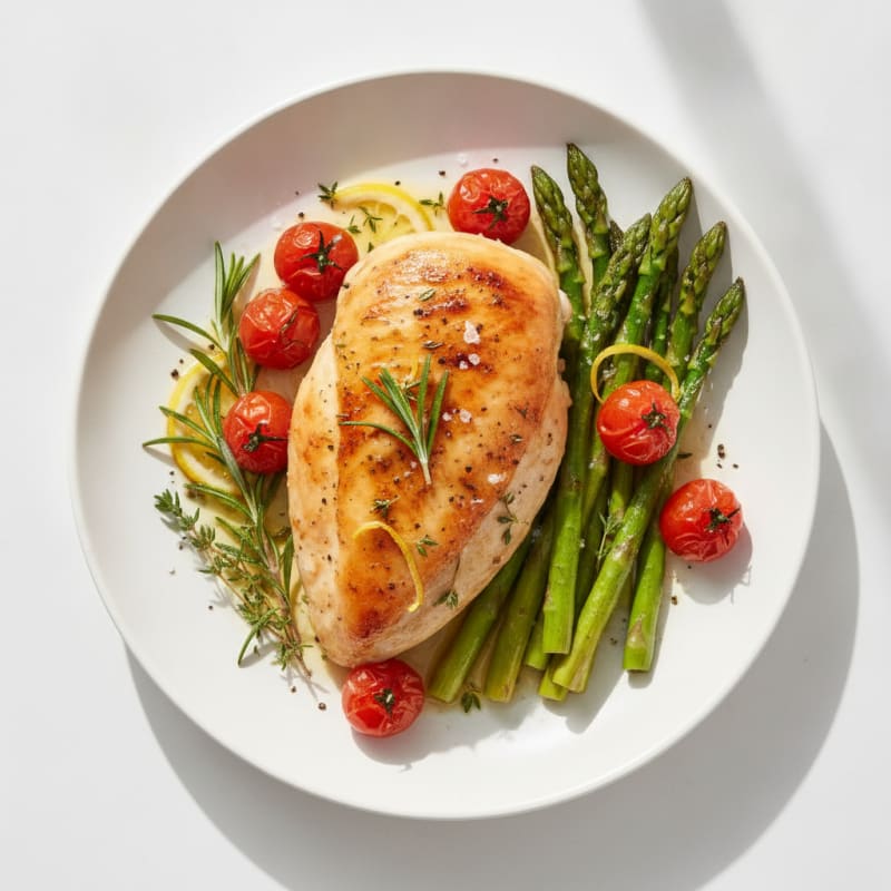 Lemon Herb Roasted Chicken with Asparagus