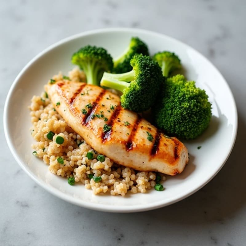 Grilled Chicken Breast with Quinoa and Steamed Broccoli