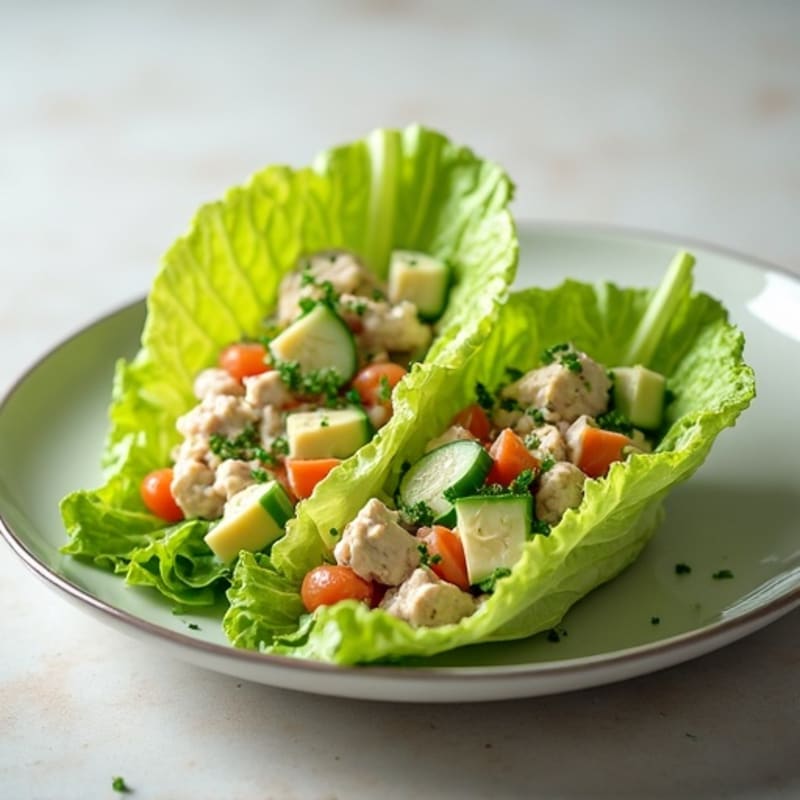 Tuna Salad Lettuce Wraps with Cucumber Slices