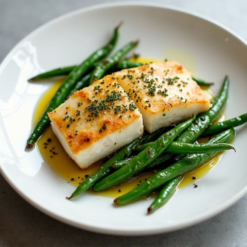 Seared Cod Fillet with Garlic Green Beans