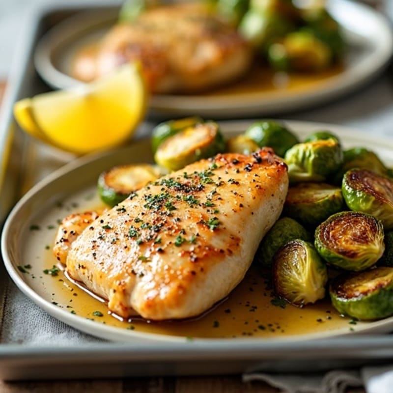Sheet Pan Lemon Garlic Chicken with Crispy Roasted Brussels Sprouts