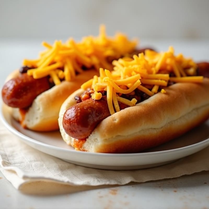 Crispy Chicken Sausage Chili Cheese Dogs