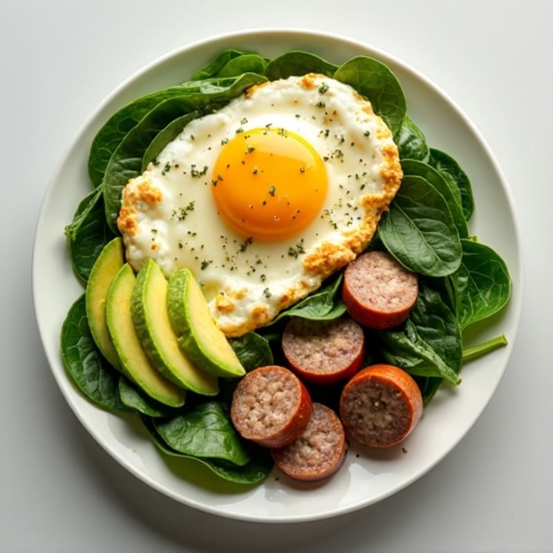 Egg White and Spinach Scramble with Turkey Sausage
