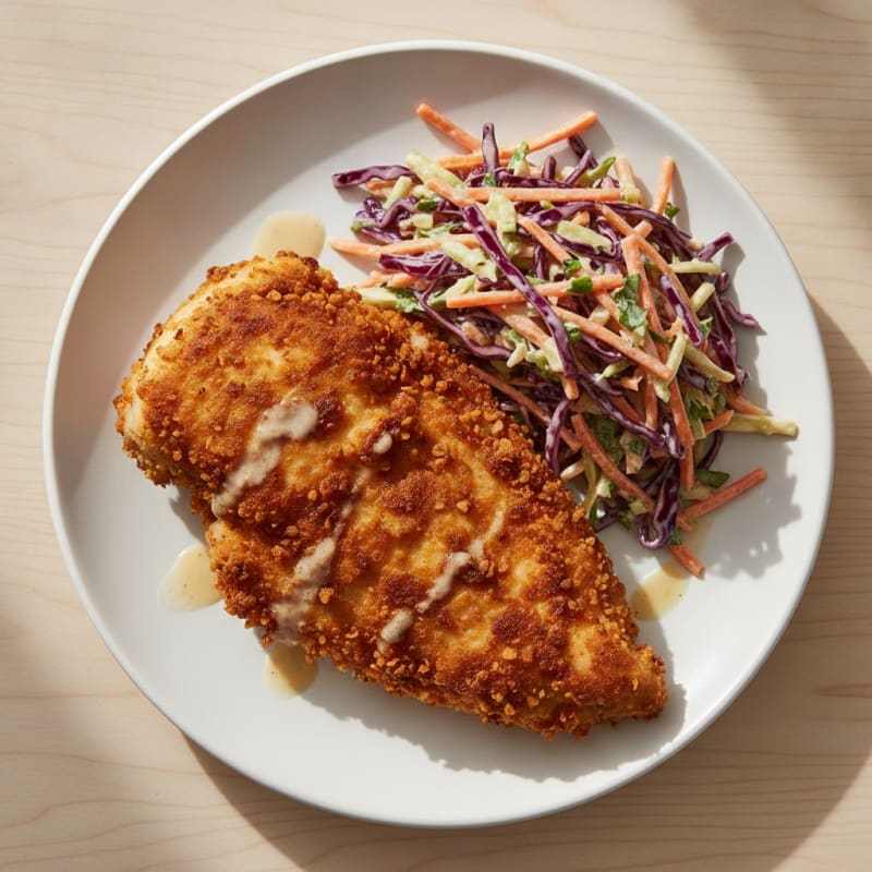Crispy Buttermilk Chicken with Tangy Coleslaw