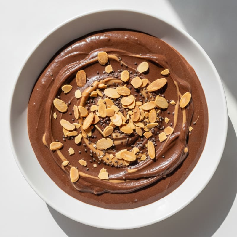 Silky Chocolate Protein Pudding with Toasted Almonds