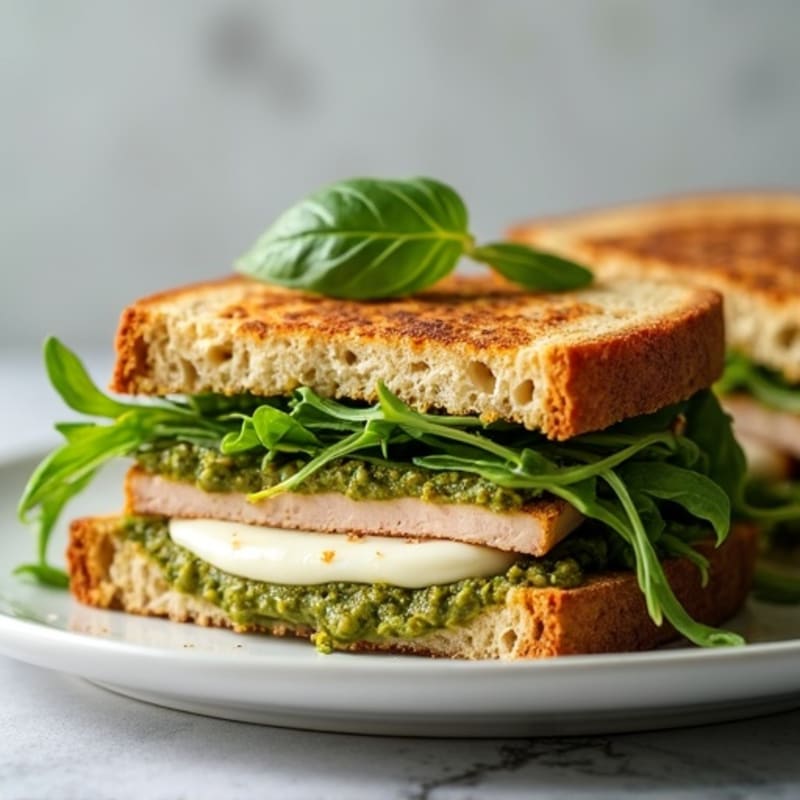 Herb-Roasted Turkey Pesto Panini with Fresh Mozzarella