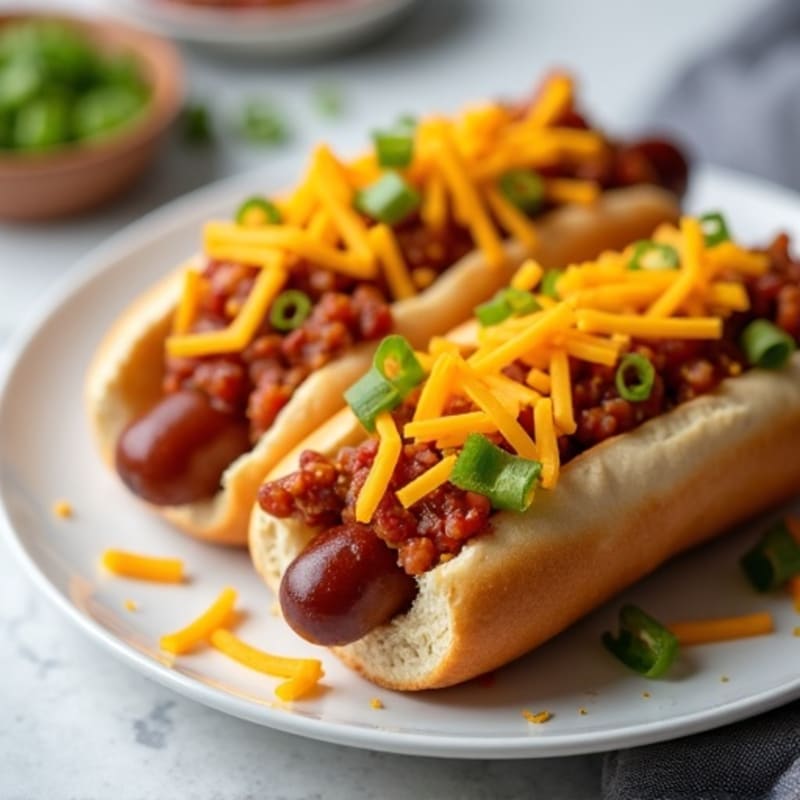Hearty Turkey Chili Cheese Dogs