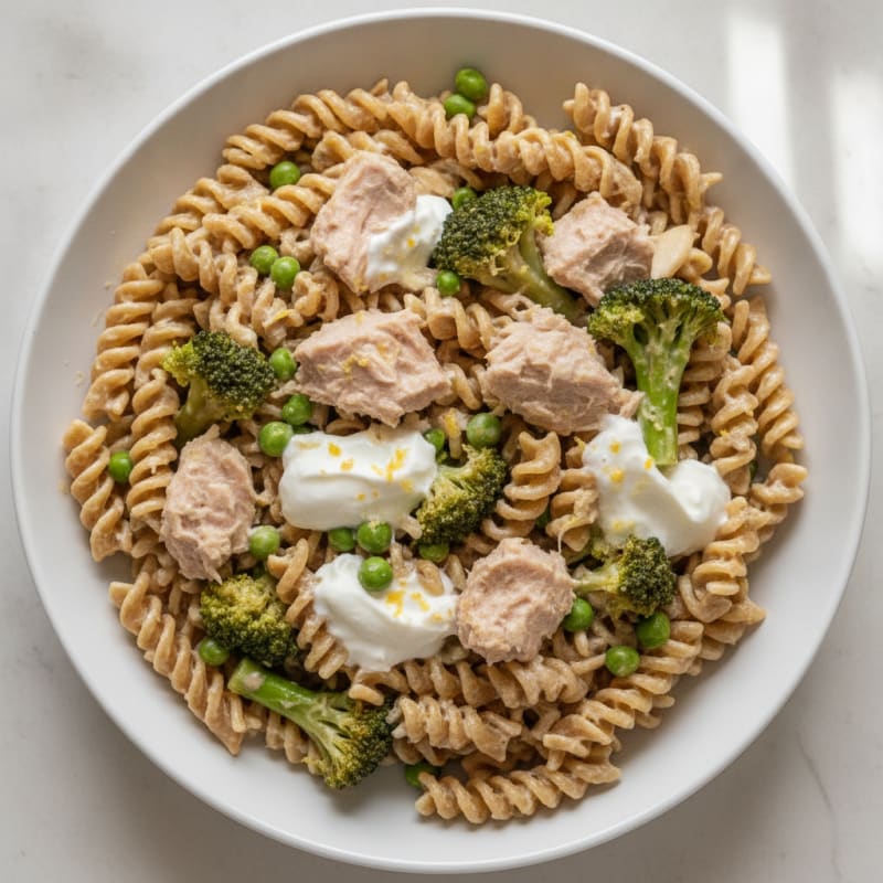 Canned Tuna Pasta with Steamed Vegetables