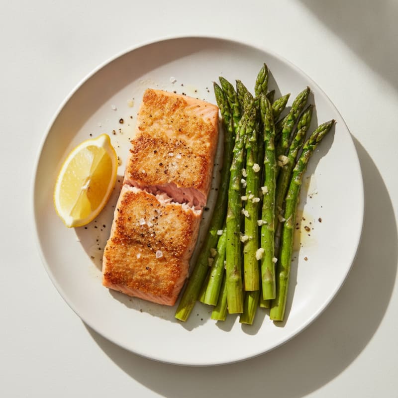 Pan-Seared Salmon with Roasted Asparagus