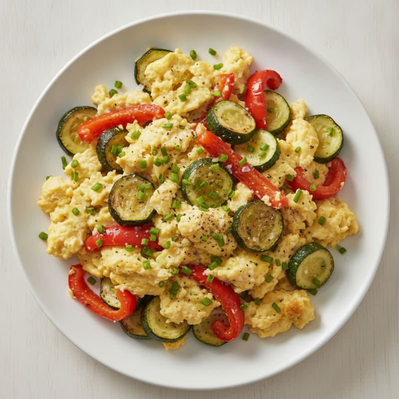Hearty Scrambled Eggs with Roasted Vegetables