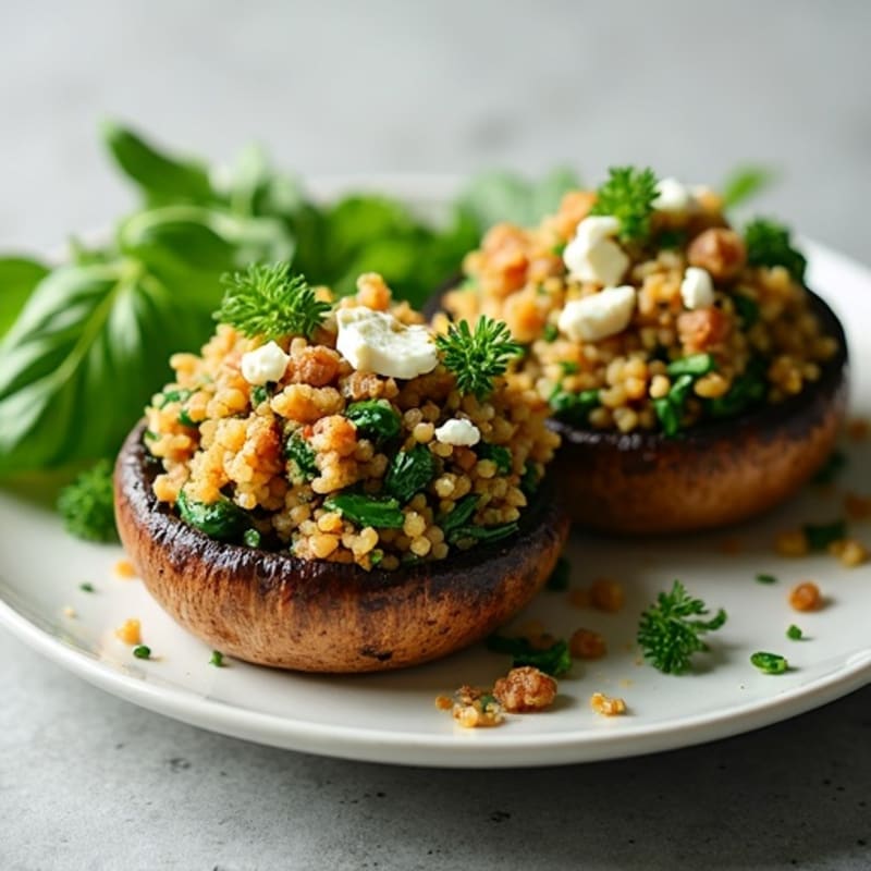 Roasted Portobello Mushrooms Stuffed with Herbed Quinoa and Spinach