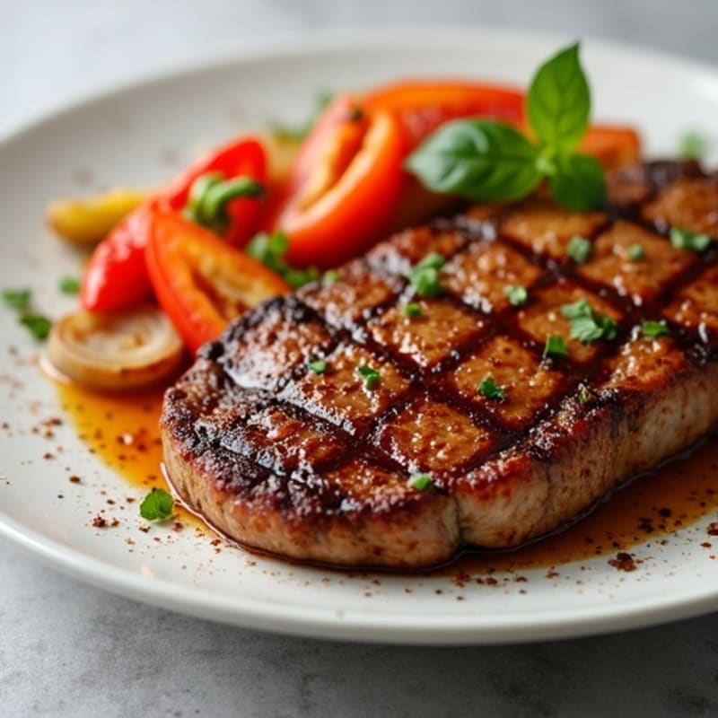 Spiced Steak with Seared Bell Peppers and Onions