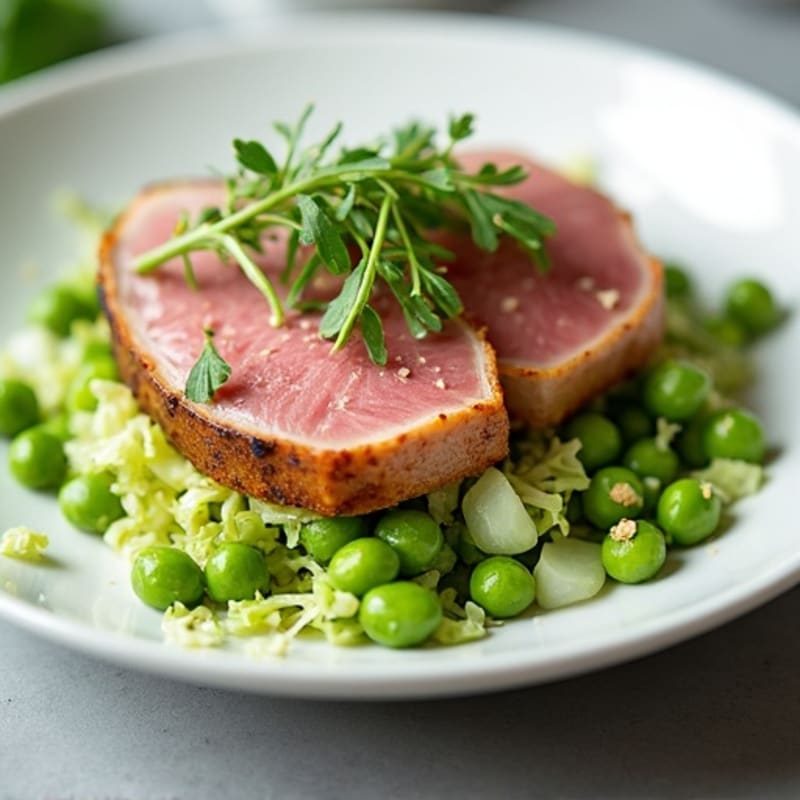 Seared Tuna Salad with Crunchy Cabbage and Edamame