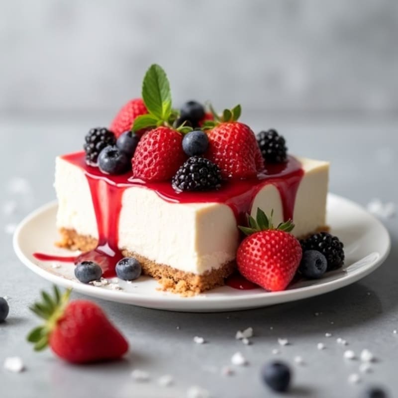 Greek Yogurt Protein Cheesecake with Fresh Berries